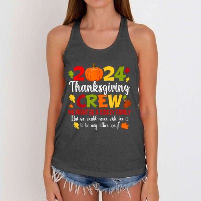 Family Thanksgiving 2024 Thanksgiving Crew Turkey Matching Women's Knotted Racerback Tank