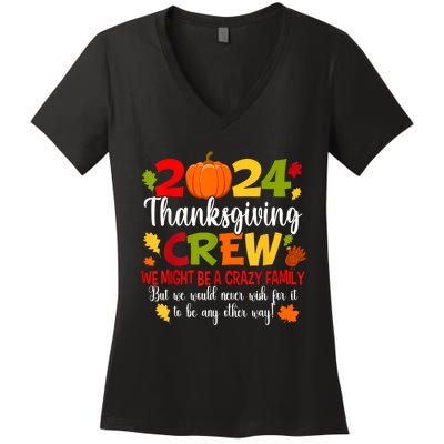 Family Thanksgiving 2024 Thanksgiving Crew Turkey Matching Women's V-Neck T-Shirt