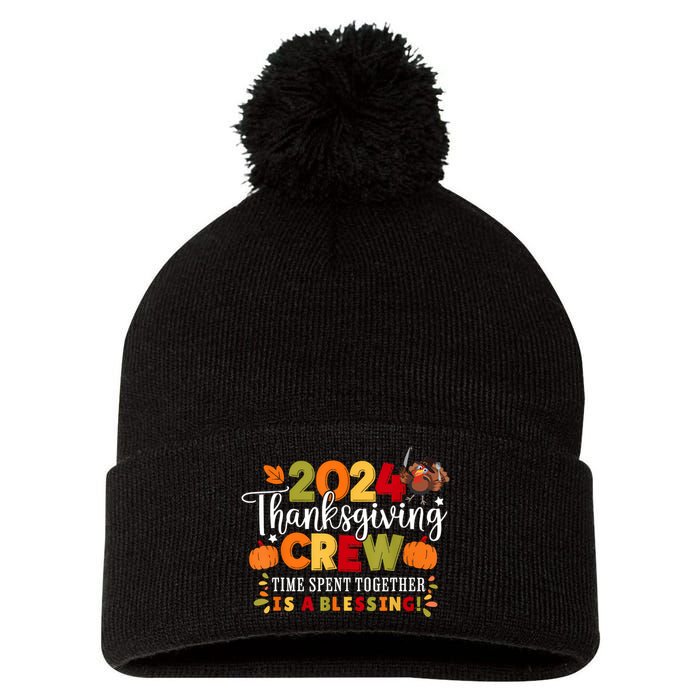 Family Thanksgiving 2024 Thanksgiving Crew Matching Group Pom Pom 12in Knit Beanie