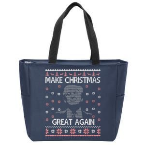 Funny Trump 2024 Make Christmas Great Again Zip Tote Bag