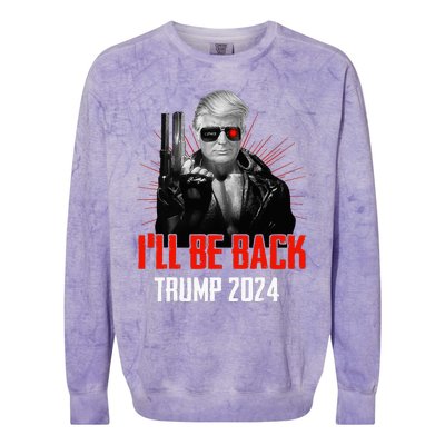 Funny Trump 2024 45 47 Trumpinator ILl Be Back Save America Colorblast Crewneck Sweatshirt