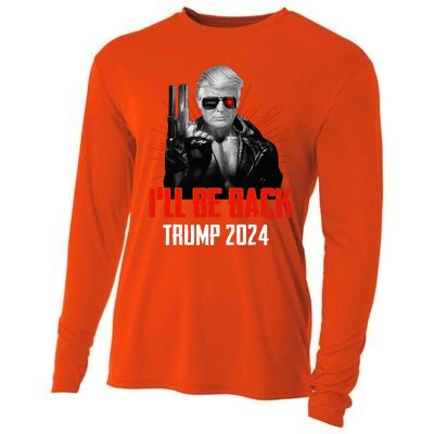 Funny Trump 2024 45 47 Trumpinator ILl Be Back Save America Cooling Performance Long Sleeve Crew