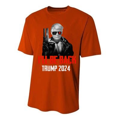 Funny Trump 2024 45 47 Trumpinator ILl Be Back Save America Performance Sprint T-Shirt