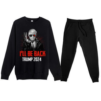 Funny Trump 2024 45 47 Trumpinator ILl Be Back Save America Premium Crewneck Sweatsuit Set