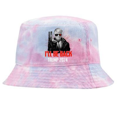 Funny Trump 2024 45 47 Trumpinator ILl Be Back Save America Tie-Dyed Bucket Hat