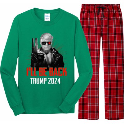 Funny Trump 2024 45 47 Trumpinator ILl Be Back Save America Long Sleeve Pajama Set