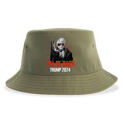 Funny Trump 2024 45 47 Trumpinator ILl Be Back Save America Sustainable Bucket Hat