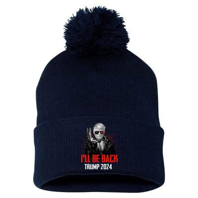 Funny Trump 2024 45 47 Trumpinator ILl Be Back Save America Pom Pom 12in Knit Beanie