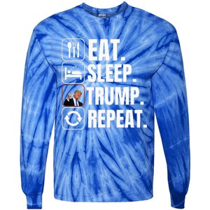 Funny Trump 2024 Take America Back American Flag Tie-Dye Long Sleeve Shirt