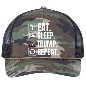 Funny Trump 2024 Take America Back American Flag Retro Rope Trucker Hat Cap