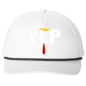 Funny Trump 2024 Yep With Trump Hair And Red Neck Tie Snapback Five-Panel Rope Hat