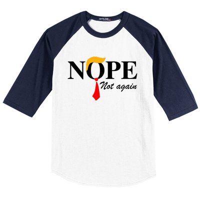 Funny Trump 2024 Nope Not Again Baseball Sleeve Shirt