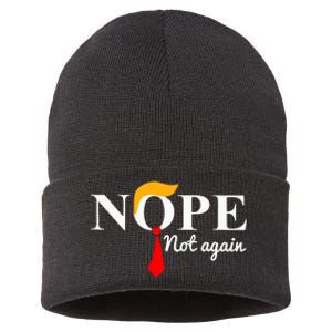 Funny Trump 2024 Nope Not Again Sustainable Knit Beanie