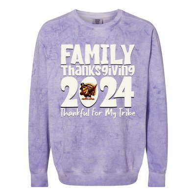 Family Thanksgiving 2024 Crew Dabbing Turkey Group Matching Colorblast Crewneck Sweatshirt