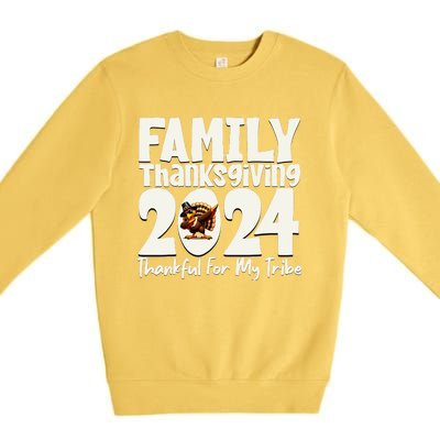 Family Thanksgiving 2024 Crew Dabbing Turkey Group Matching Premium Crewneck Sweatshirt