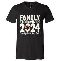 Family Thanksgiving 2024 Crew Dabbing Turkey Group Matching V-Neck T-Shirt