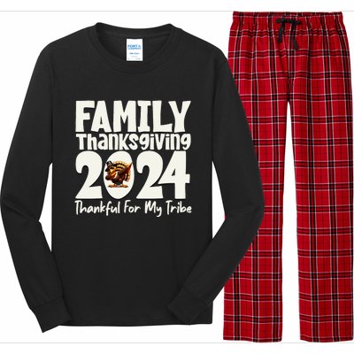 Family Thanksgiving 2024 Crew Dabbing Turkey Group Matching Long Sleeve Pajama Set