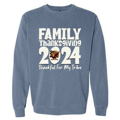 Family Thanksgiving 2024 Crew Dabbing Turkey Group Matching Garment-Dyed Sweatshirt