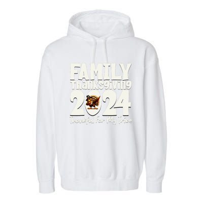 Family Thanksgiving 2024 Crew Dabbing Turkey Group Matching Garment-Dyed Fleece Hoodie