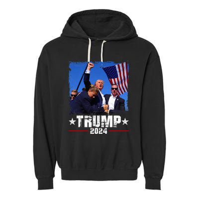 Fight Trump 2024 Election American Flag Donald Trump 2024 Garment-Dyed Fleece Hoodie