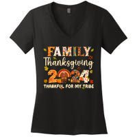 Family Thanksgiving 2024 Thanksgiving Crew Matching Group Women's V-Neck T-Shirt