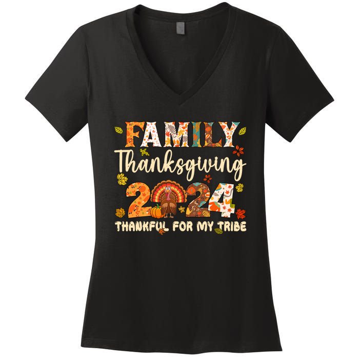 Family Thanksgiving 2024 Thanksgiving Crew Matching Group Women's V-Neck T-Shirt