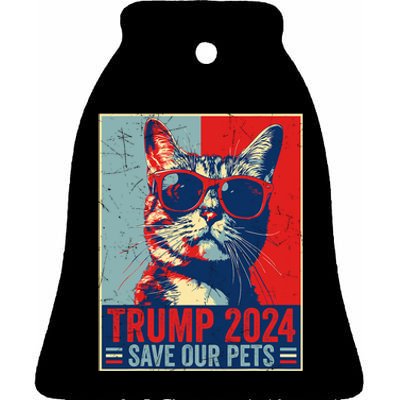 Funny Trump 2024 Save Our Pets Usa President Election 2024 Ceramic Bell Ornament