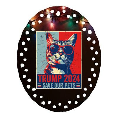 Funny Trump 2024 Save Our Pets Usa President Election 2024 Ceramic Oval Ornament