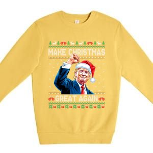 Funny Trump 2024 Make Christmas Great Again Ugly Christmas Gift Premium Crewneck Sweatshirt