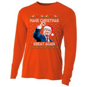 Funny Trump 2024 Make Christmas Great Again Ugly Christmas Gift Cooling Performance Long Sleeve Crew