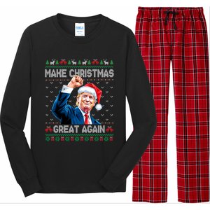 Funny Trump 2024 Make Christmas Great Again Ugly Christmas Gift Long Sleeve Pajama Set