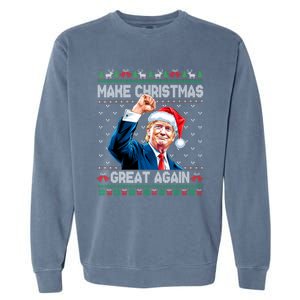 Funny Trump 2024 Make Christmas Great Again Ugly Christmas Gift Garment-Dyed Sweatshirt