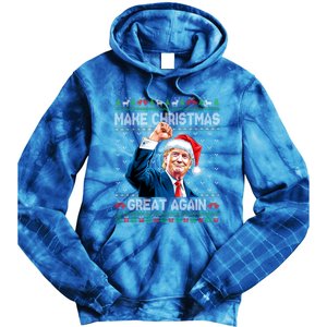 Funny Trump 2024 Make Christmas Great Again Ugly Christmas Gift Tie Dye Hoodie