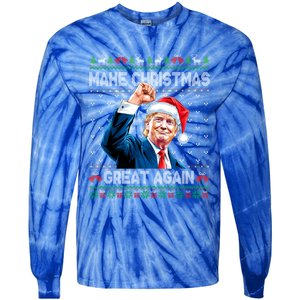 Funny Trump 2024 Make Christmas Great Again Ugly Christmas Gift Tie-Dye Long Sleeve Shirt