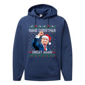 Funny Trump 2024 Make Christmas Great Again Ugly Christmas Gift Performance Fleece Hoodie