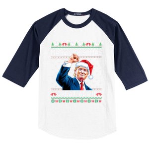 Funny Trump 2024 Make Christmas Great Again Ugly Christmas Gift Baseball Sleeve Shirt