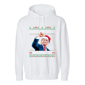 Funny Trump 2024 Make Christmas Great Again Ugly Christmas Gift Garment-Dyed Fleece Hoodie