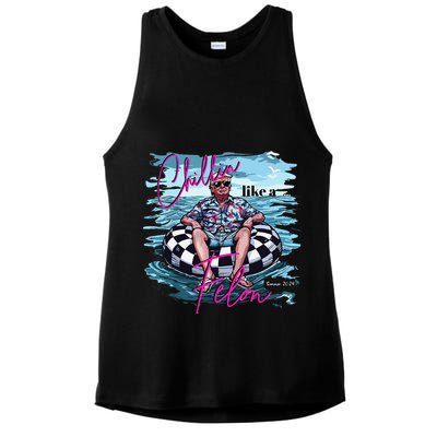 Funny Trump 2024 Chilling Like A Felon Summer 2024 Ladies PosiCharge Tri-Blend Wicking Tank