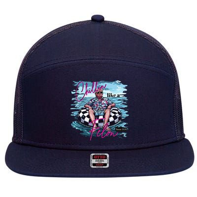 Funny Trump 2024 Chilling Like A Felon Summer 2024 7 Panel Mesh Trucker Snapback Hat
