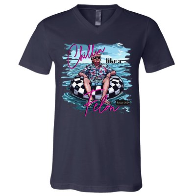 Funny Trump 2024 Chilling Like A Felon Summer 2024 V-Neck T-Shirt