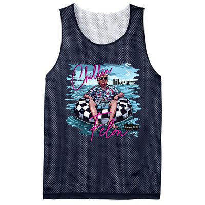 Funny Trump 2024 Chilling Like A Felon Summer 2024 Mesh Reversible Basketball Jersey Tank