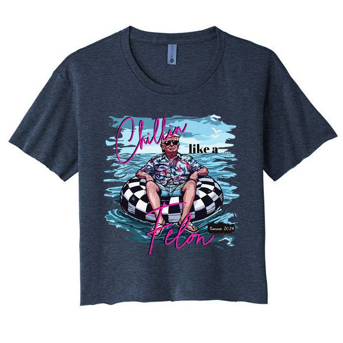 Funny Trump 2024 Chilling Like A Felon Summer 2024 Crop Top