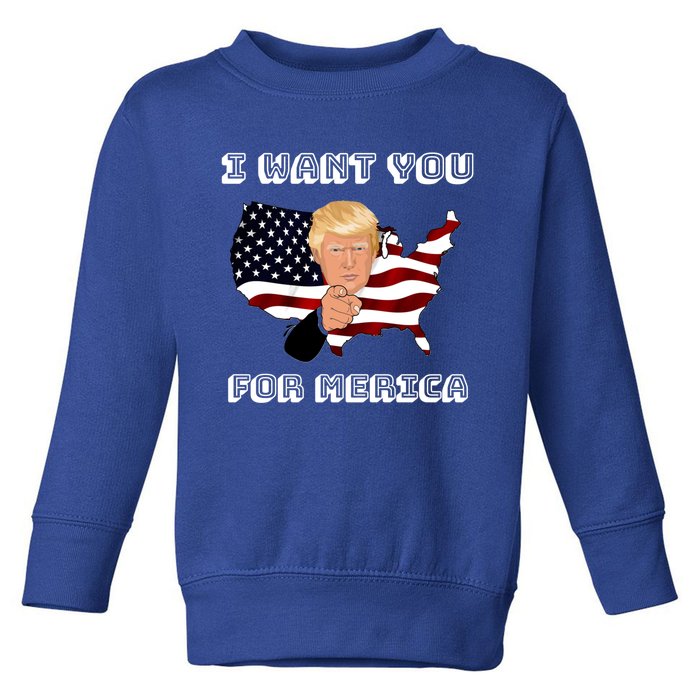 Funny Trump 2020 I Want You For Merica Donald Trump Gift Toddler Sweatshirt