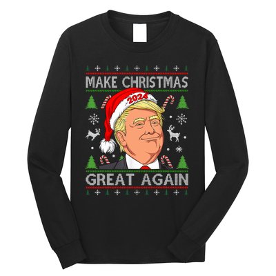 Funny Trump 2024 Make Christmas Great Again Ugly Long Sleeve Shirt