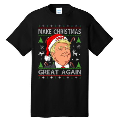 Funny Trump 2024 Make Christmas Great Again Ugly Tall T-Shirt