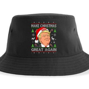 Funny Trump 2024 Make Christmas Great Again Ugly Sustainable Bucket Hat