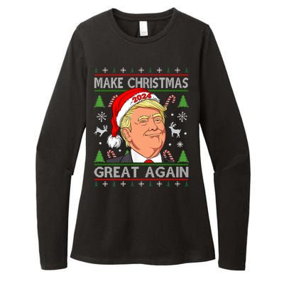 Funny Trump 2024 Make Christmas Great Again Ugly Womens CVC Long Sleeve Shirt