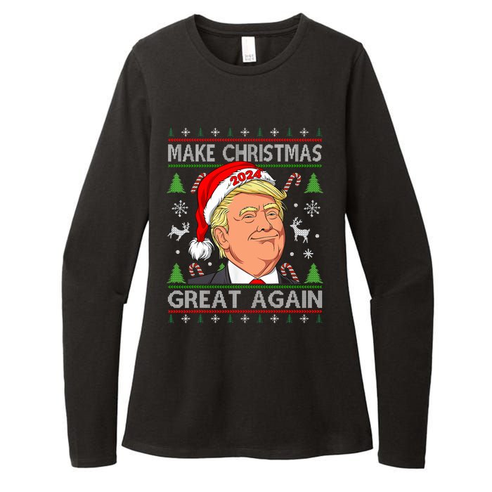 Funny Trump 2024 Make Christmas Great Again Ugly Womens CVC Long Sleeve Shirt