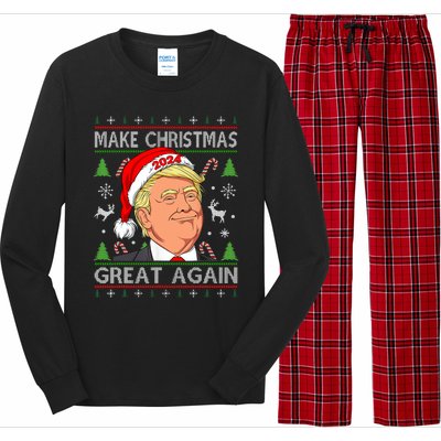 Funny Trump 2024 Make Christmas Great Again Ugly Long Sleeve Pajama Set