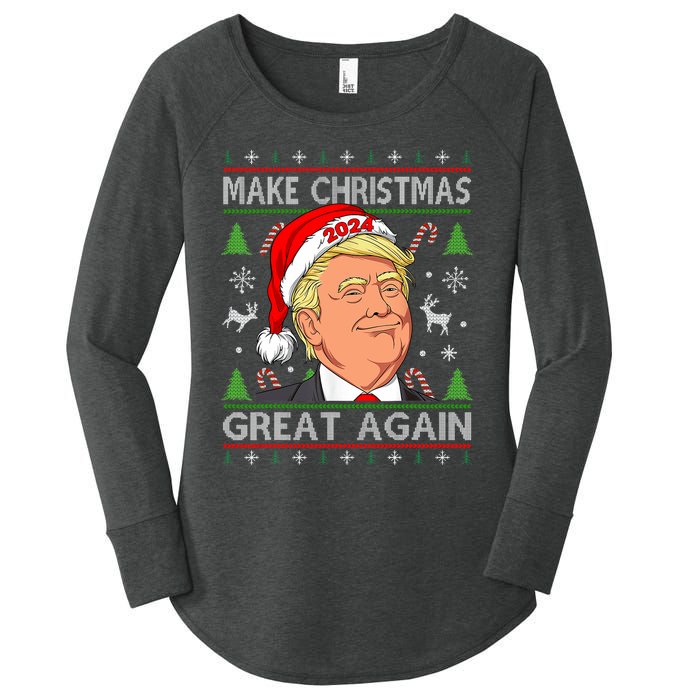 Funny Trump 2024 Make Christmas Great Again Ugly Women's Perfect Tri Tunic Long Sleeve Shirt